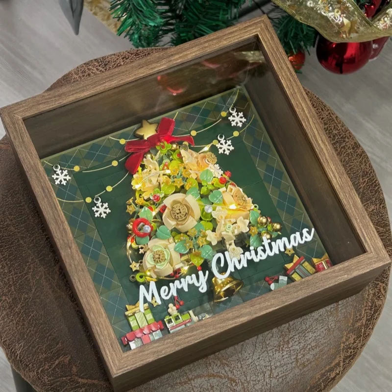 Świąteczny Model Ramy Okiennej z Klocków Kreatywnych do Składania, Kolekcja Ozdób na Biurko, Zabawki, Prezenty Świąteczne