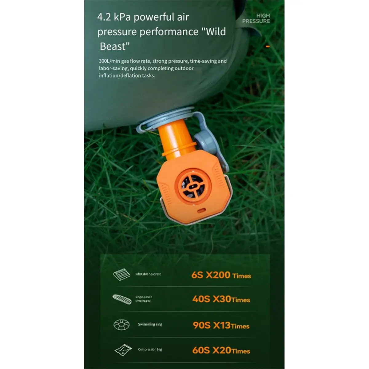 828BIGSALE Air Pump Inflatable Outdoor Electric Inflator for Mattresses Pillow with 3-Mode Camping Light for Outdoor Travel B