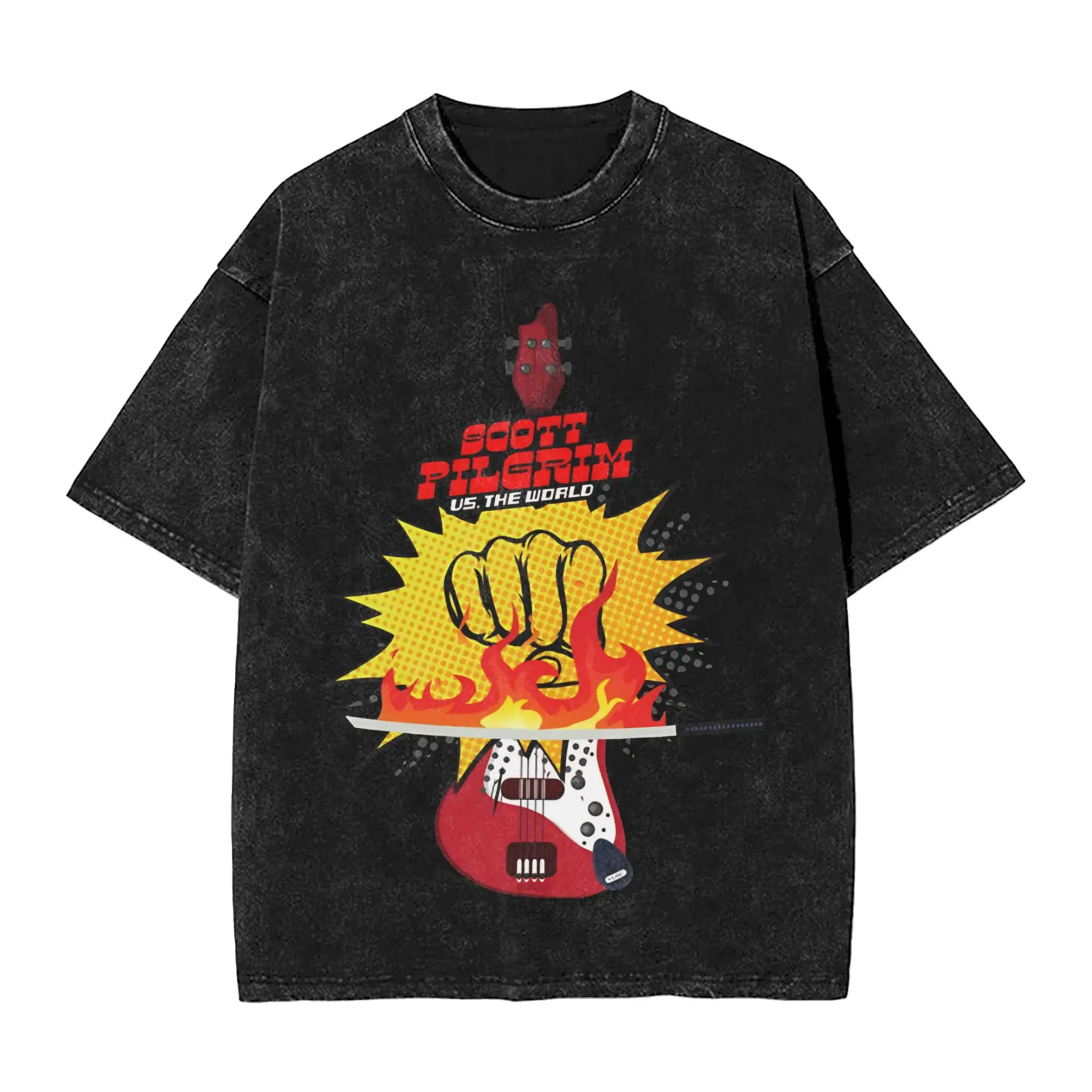 Colorful Scotts Pilgrims vs The World Merch Washed T Shirts Men Women Streetwear Hip Hop T-Shirts Summer  Tees Cotton