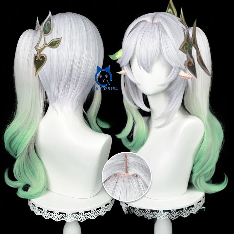 

Genshin Impact Anime Expo Nahida IN STOCK Wig Cosplay Christmas Kusanali Style White Dendro Dyeing Sumeru Inspired New Arrival