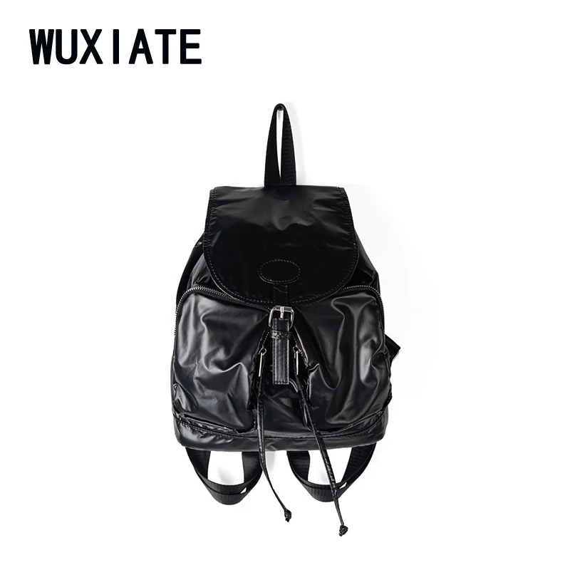 

WUXIATE High quality drawstring backpack Creative backpack fashion hipster solid color soft surface casual women's backpack