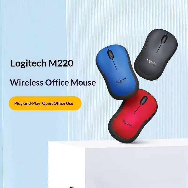 Logitech M220 Quiet Wireless Mouse 10m Stable Range 2.4GHz Connection 3 Buttons 18-Month Battery Desktop Accessory