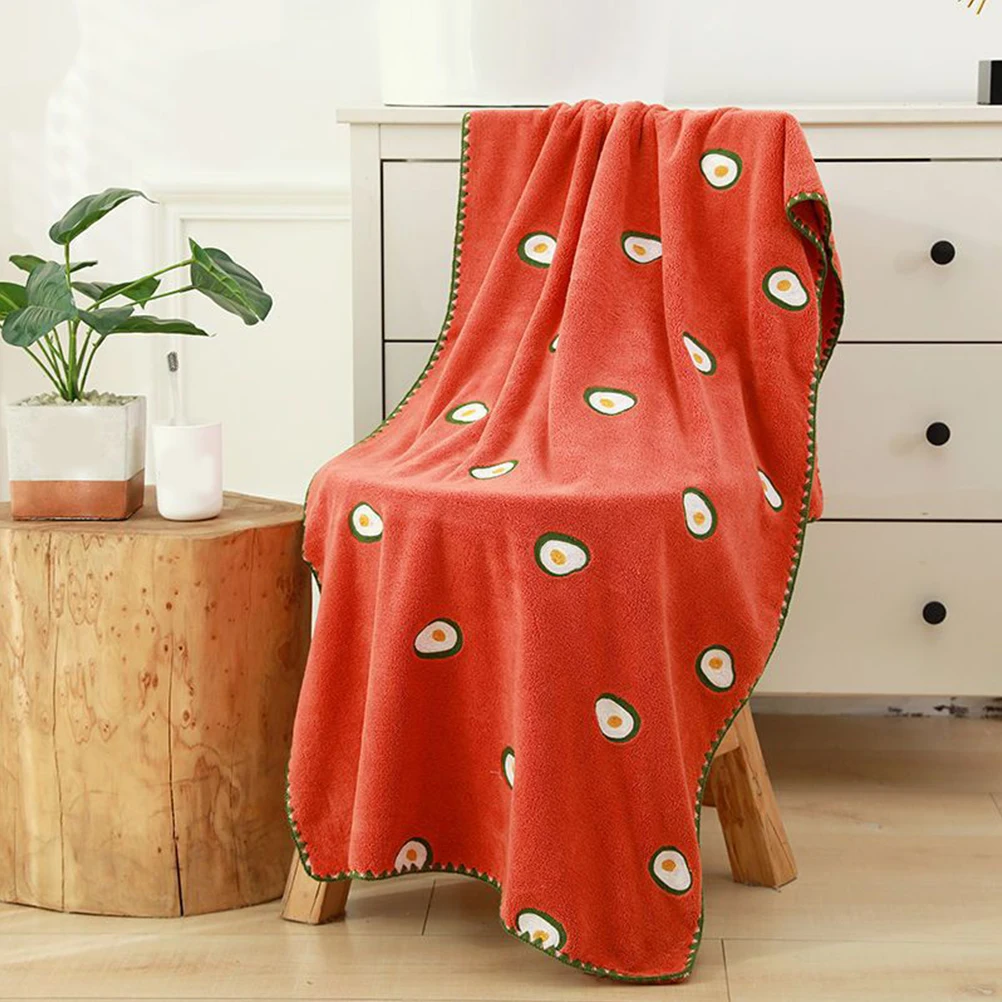 

Coral Fleece Bath Towel 140x70CM Red Soft Velvet Avocado Embroidery Large Body Towels Absorbent For Bathroom Spa