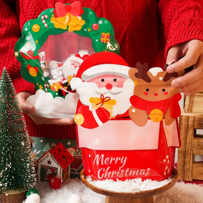 Christmas Eve Christmas Gift Bag Kindergarten Socks Gift Bag Snack Cookies Candy Packaging Bag Self-sealing Cute