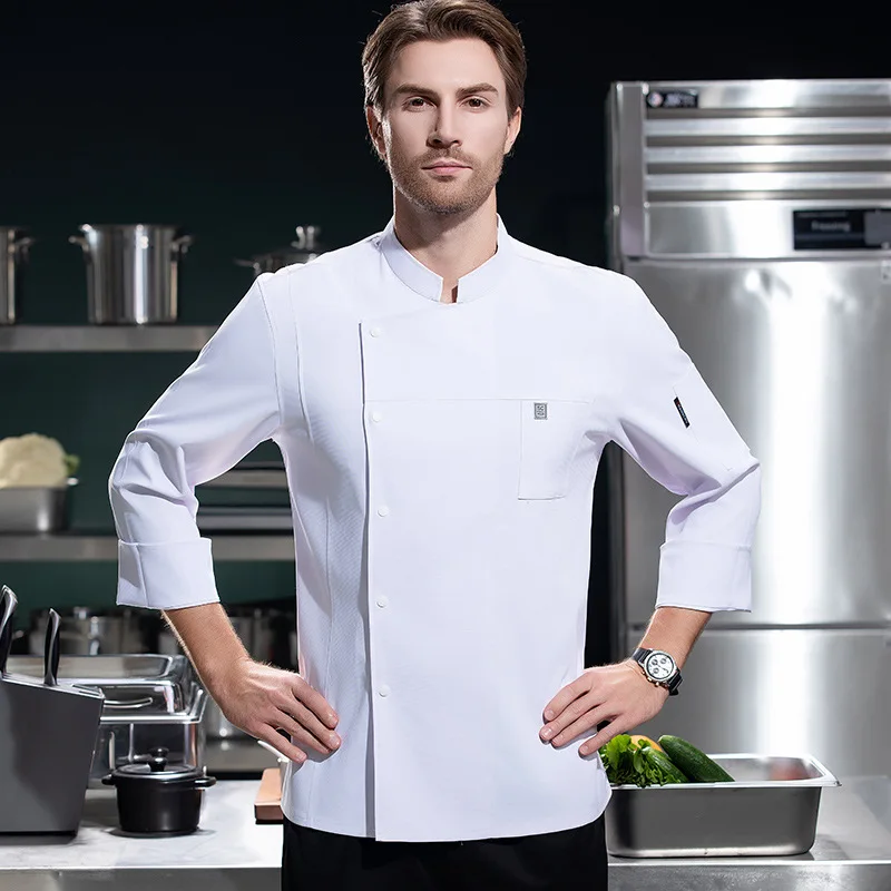 

Униформа для поваров отелей и ресторанов, мужская, с длинными рукавами, для кухни, фастфуда, столовых, кейтеринга; униформа для поваров женская.