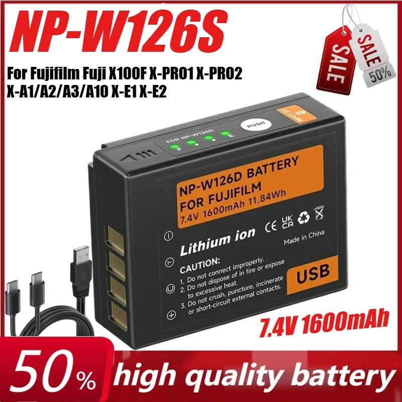 

7.4V 1600mAh NP-W126S Battery for Fujifilm Fuji X100F X-PRO1 X-PRO2 X-A1/A2/A3/A10 X-E1 X-E2 X-E2S X-E3 X-M1 X-T1/T2/T10