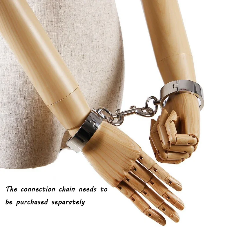 Stainless Steel Slave Handcuffs Restraint Rings Wrist Lock Ankle Cuffs Restraints Legcuffs Erotic Slave Sex Furniture Adult Toys