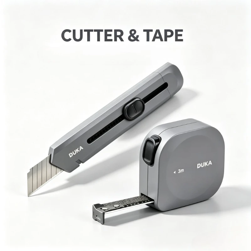 DUKA 3 Meters High Precision  Tape Measure,Utility Knife,Retractable Box Cutter for Cartons Cardboard and Boxes Set