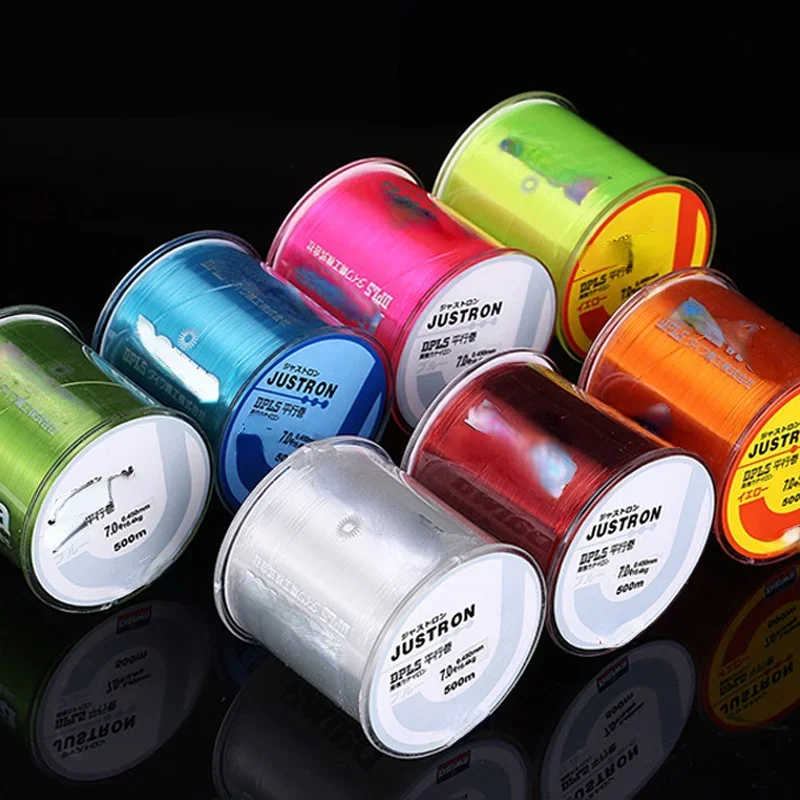 500M Fishing Line Justron Nylon Super Strong Wear-resistant 2LB - 40LB 7 Colors Japan Road Pole Nylon  for Sea Poles Fishing