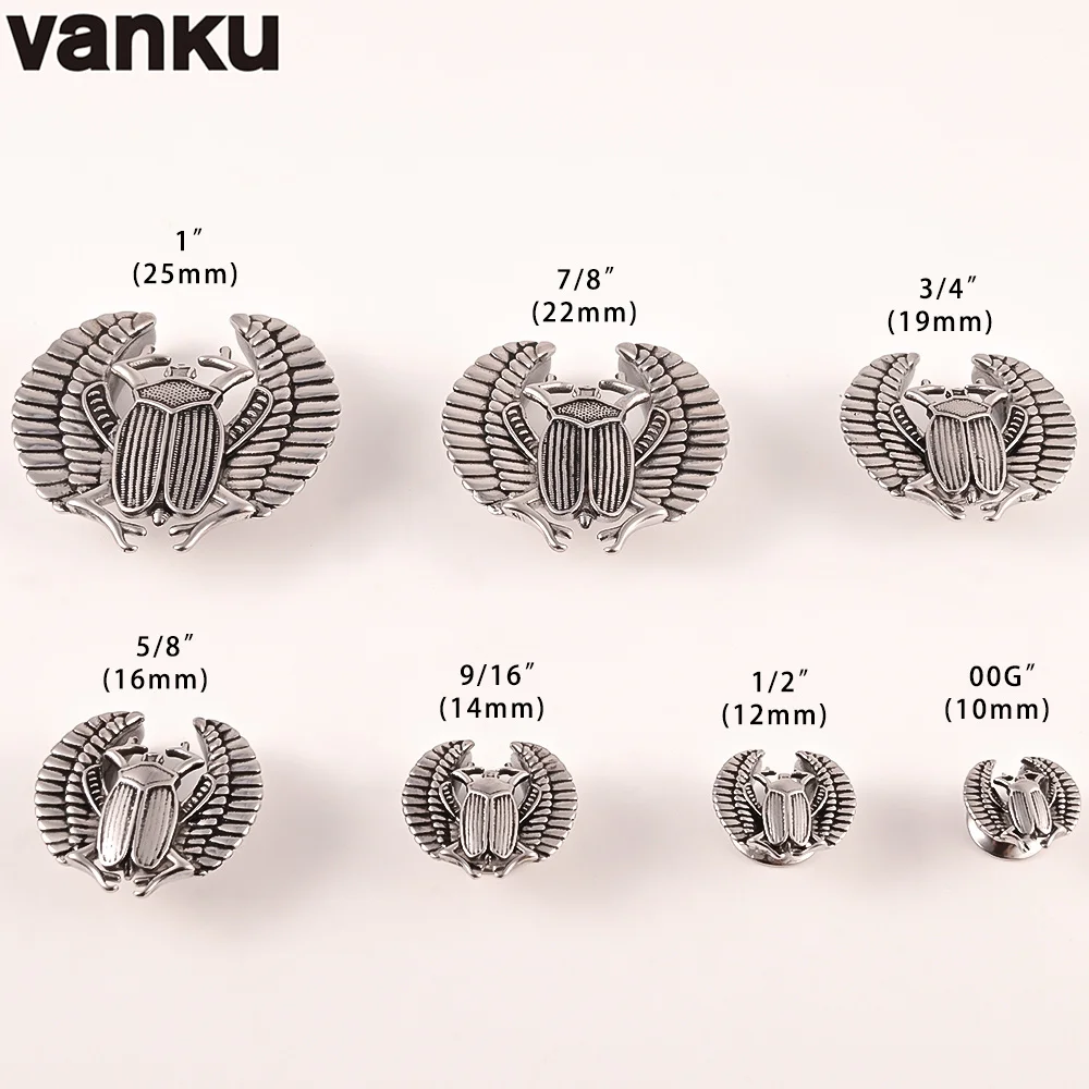 Vanku 2pc Stainless Steel Punk Ladybug Saddle Ear Tunnel Plugs Expander Stretchers Gauges Earrings Piercing Body Jewelry