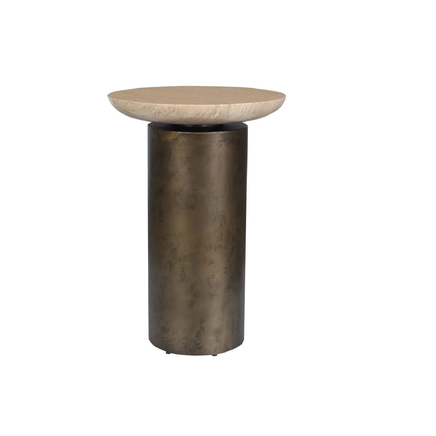 #Customized Modern Home Furniture Luxury Stainless Steel Antique Bronze Travertine Round Side Coffee Table for Living Room