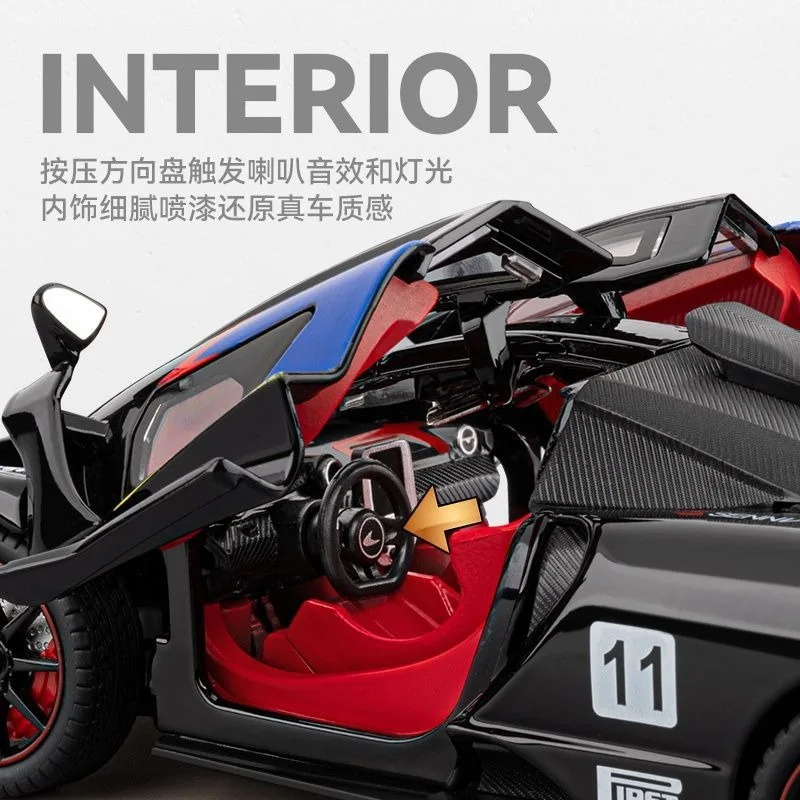 1:24 McLaren Senna Diecast Alloy Supercar Model with Openable Doors Front Wheel Steering for Car Collectors Hobby Display
