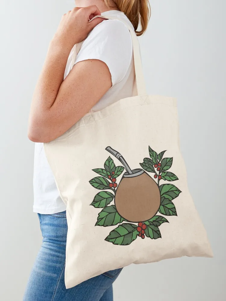 

Yerba mate gourd and leaves Tote Bag Shopper ecological bags Lady bag Canvas stote bag