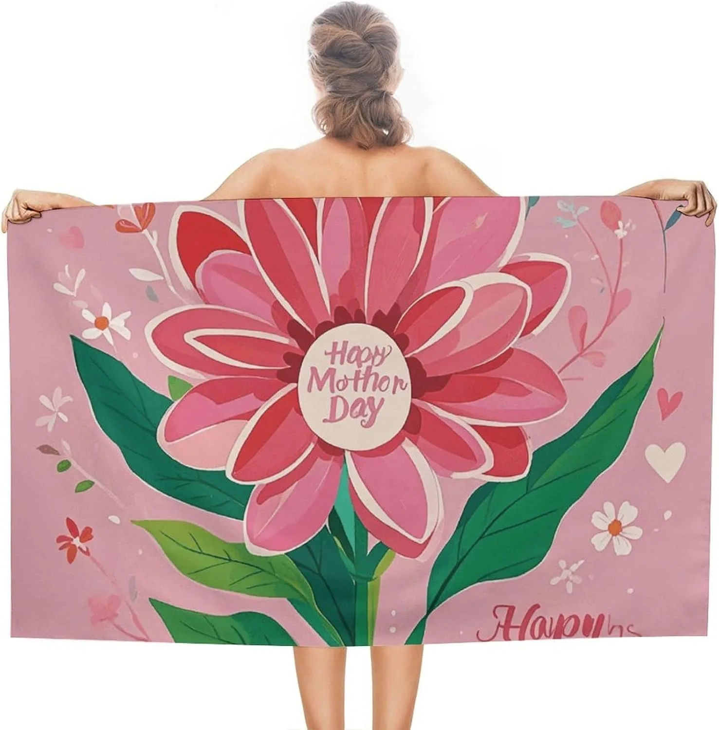 Happy Mother Day Beach Towels Mother's Day Towel Microfiber Quick-Dry Beach Towel For Yoga Tourism Beach GYM Camping Swimming