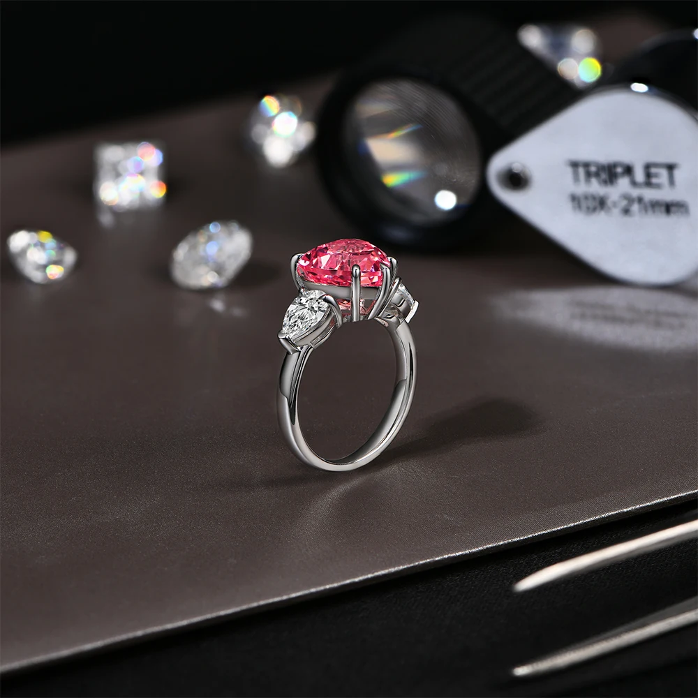 ATTAGEMS 4CT Heart Cut Moissanite Ring 10*10mm D Color 925 Sterling Silver Solitaire Ring Engagement Wedding Jewelry Top Quality