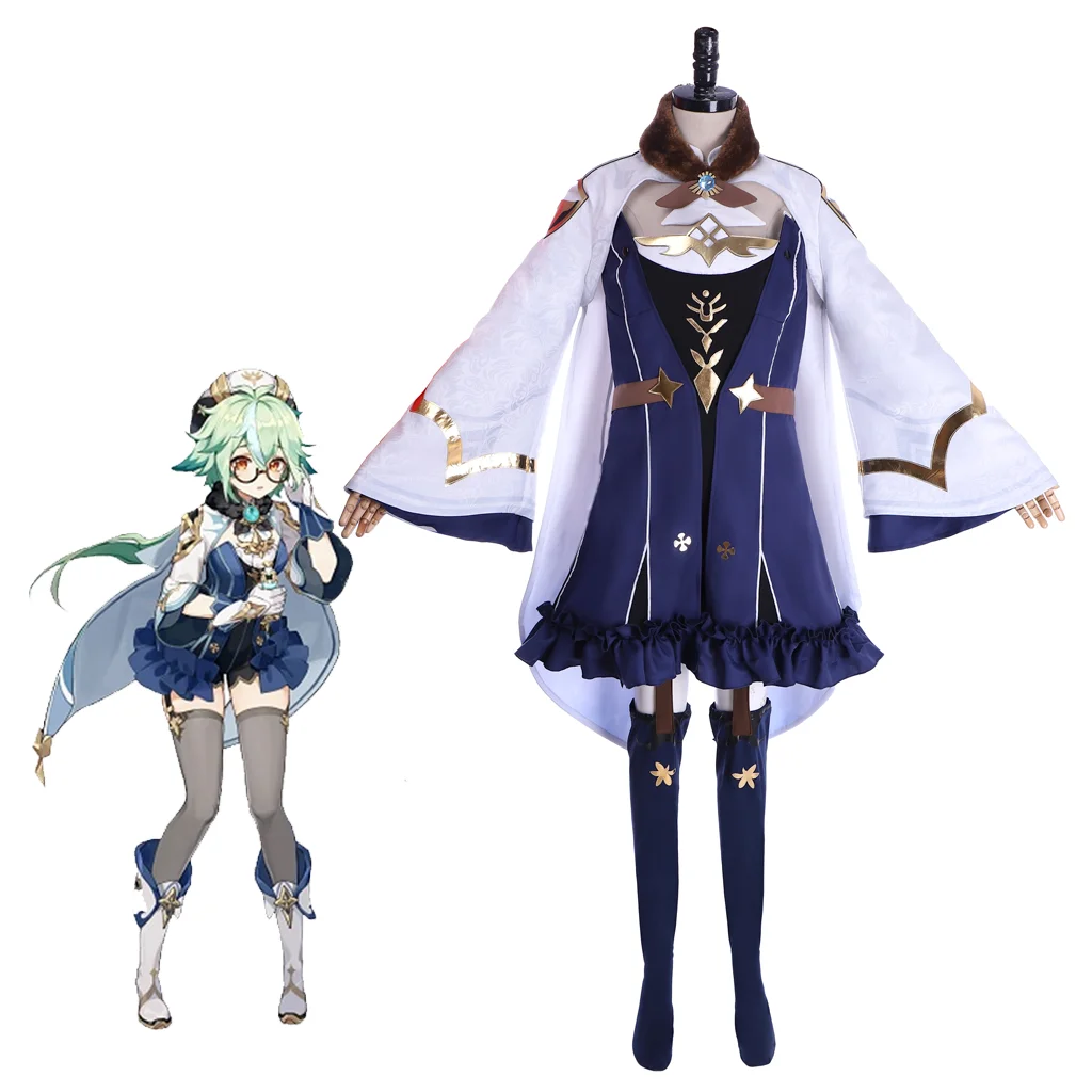 

Game Genshin Impact Sucrose Cosplay Costume Knights of Favonius Uniform Set Women's Halloween Costume Carnival Masquerade Party
