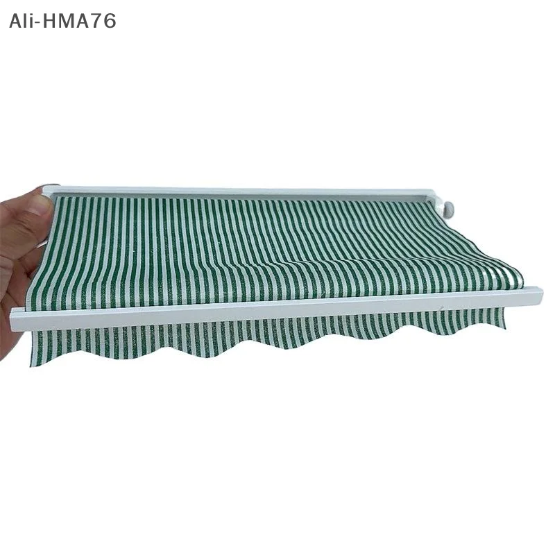 

1Pc 1/12 Dollhouse Miniature Outdoor Balcony Sunshade Green Striped Awning Model Doll Home Scene Decoration Toys