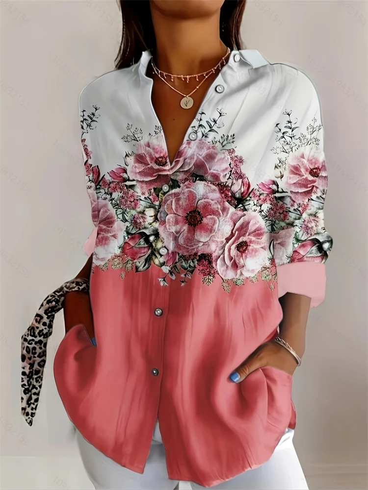 

New 2025 Women's Floral Printed Long Sleeve Shirt Summer Fashion Button Casual Women's High-quality Fabrics For Daily Wear