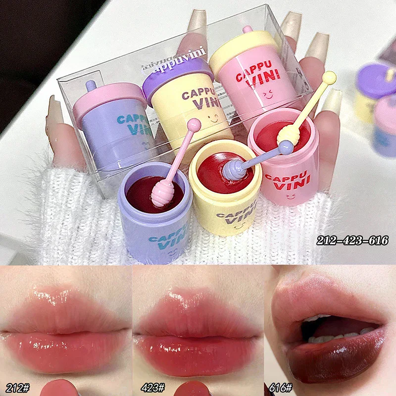 1/3 Pcs Cute Little Milk Can Shape Lip Gloss Moisturizing Mirror Water Lip Gloss Sexy Red Lip Tint Lip Balm Lip Makeup Cosmetics