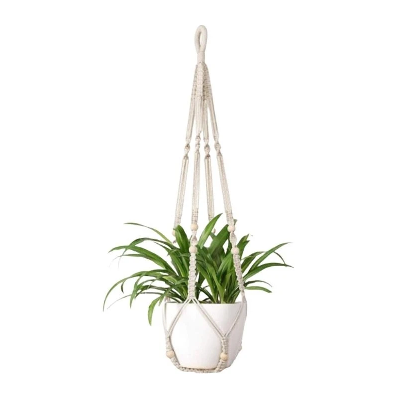 

652F Creative Woven Cotton Modern Plant Hanger Flower Basket Net String Bag for Home Gardener and Nature Enthusiasts
