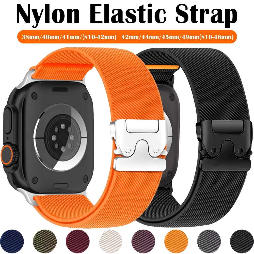 Nylon-Schlaufenarmband für Apple Watch Band Ultra 3 2 49 mm 44 mm 46 mm 41 mm 45 mm 40 mm geflochtenes elastisches Band Iwatch Serie 11 10 9 8 SE 6