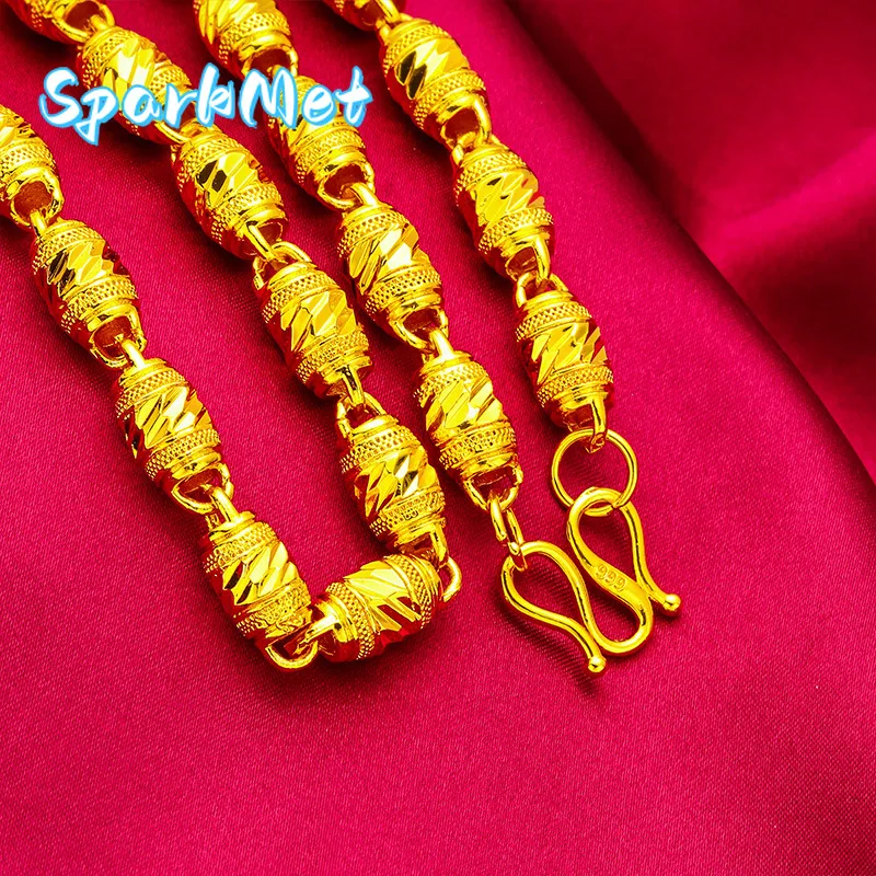 

Sparkmet24K Gold Olive Necklace | AU999 Pure Gold, 3D olive shape with a rugged chain, exuding masculine strength for men