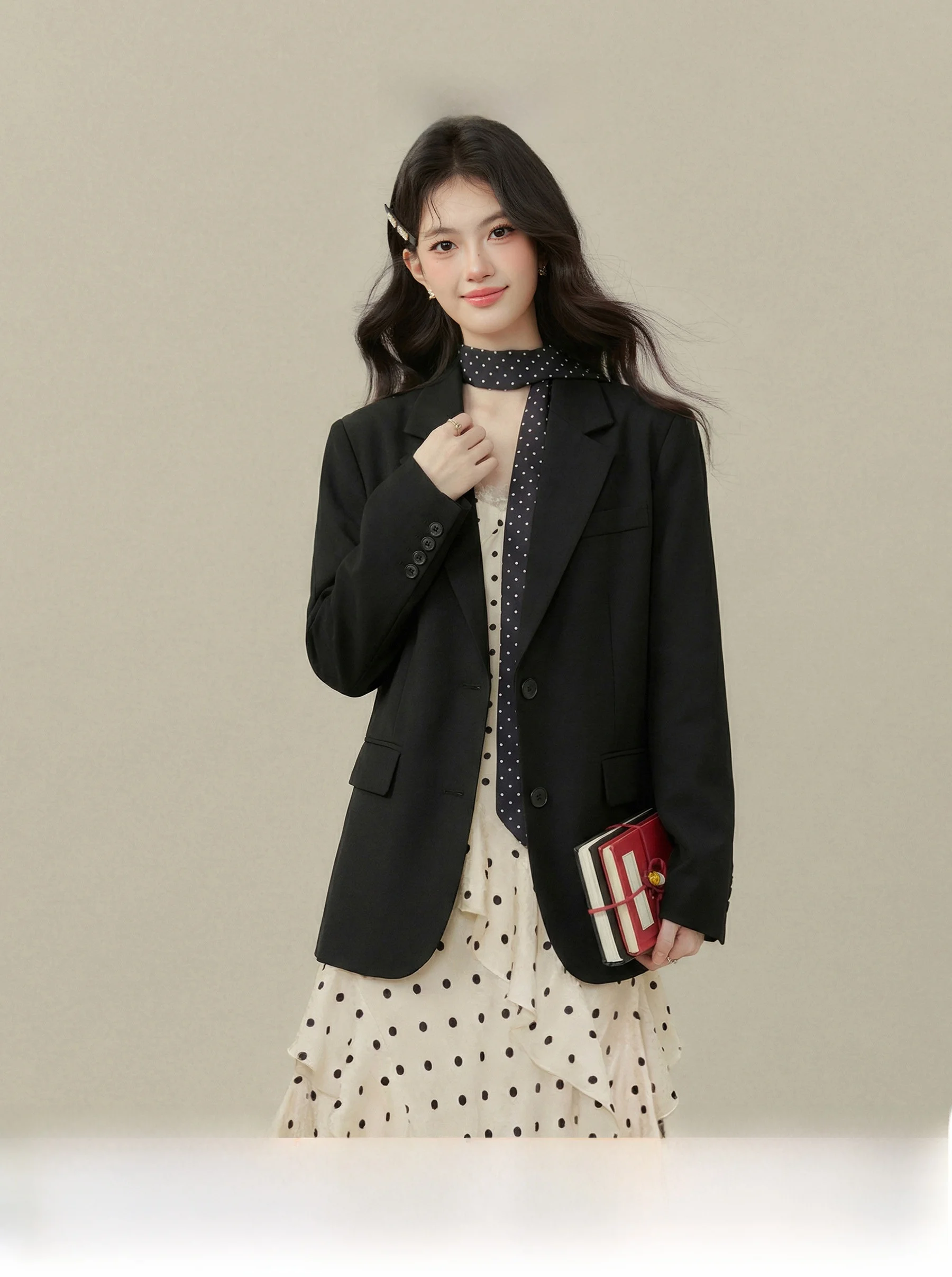 

Женский повседневный пиджак свободного кроя Ouyang Xi, весна 2026, новинка, модный, с длинным рукавом, высокое качество, верхняя одежда