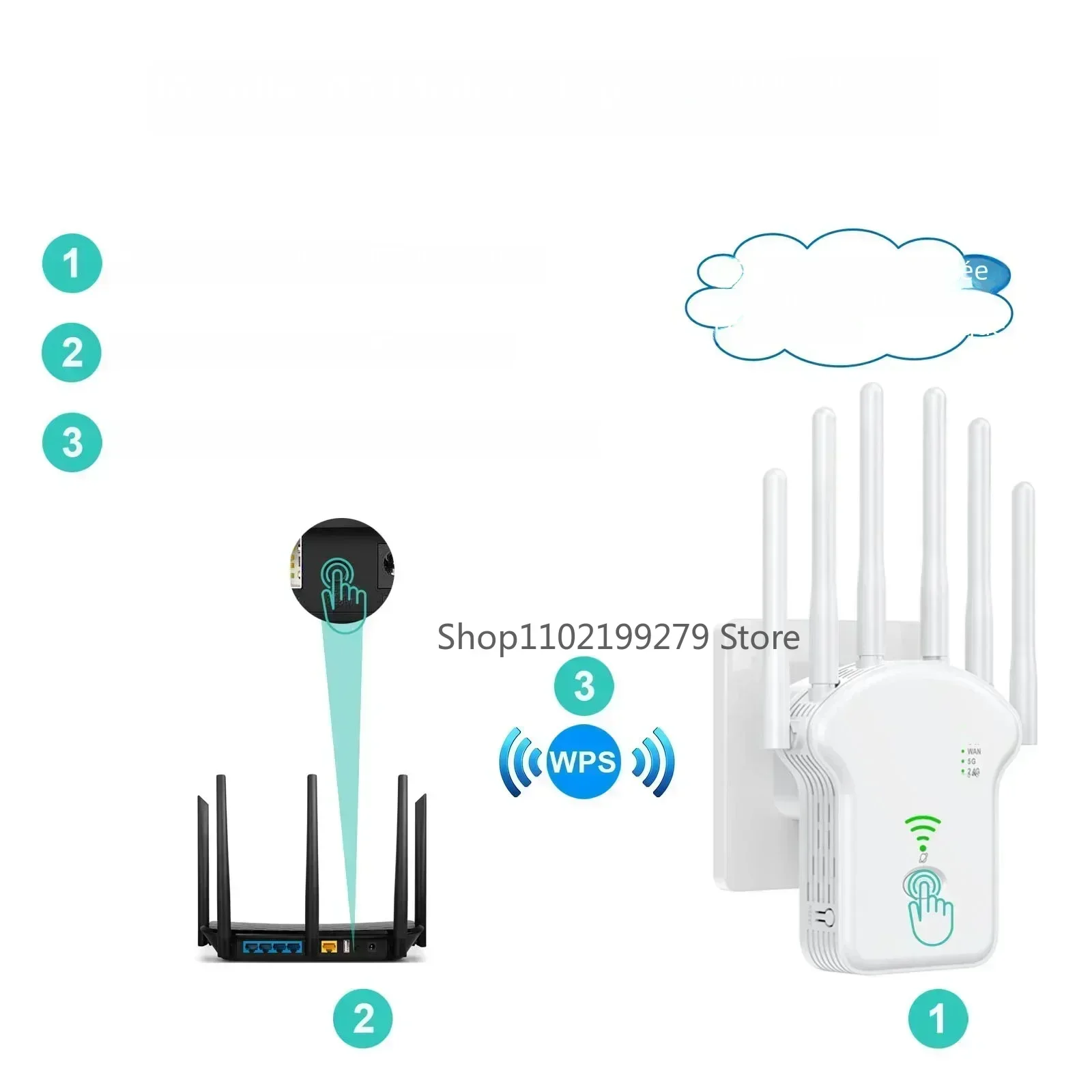 AC1200M Dual Band Repeater Wireless Signal Amplifier 5G High Power Extender Wifi Repeater