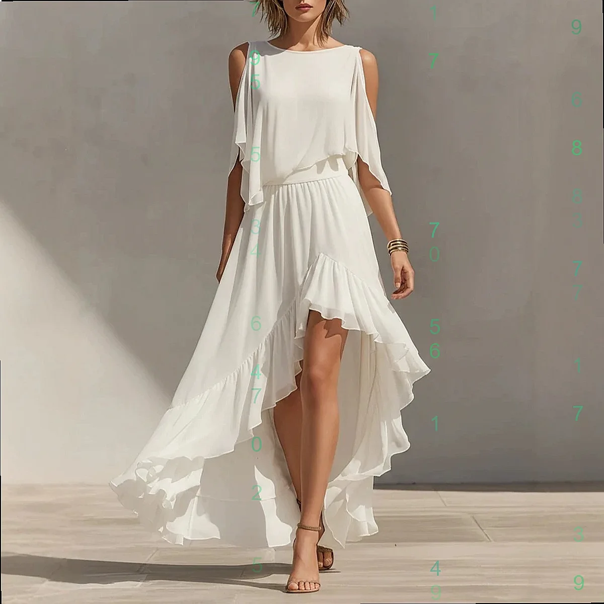 Flowy Ruffle Hem Dress Long Maxi Dress for Women Spring Summer Round Neck Casual Holiday Overall Jumpsuit Playsuit view 5
