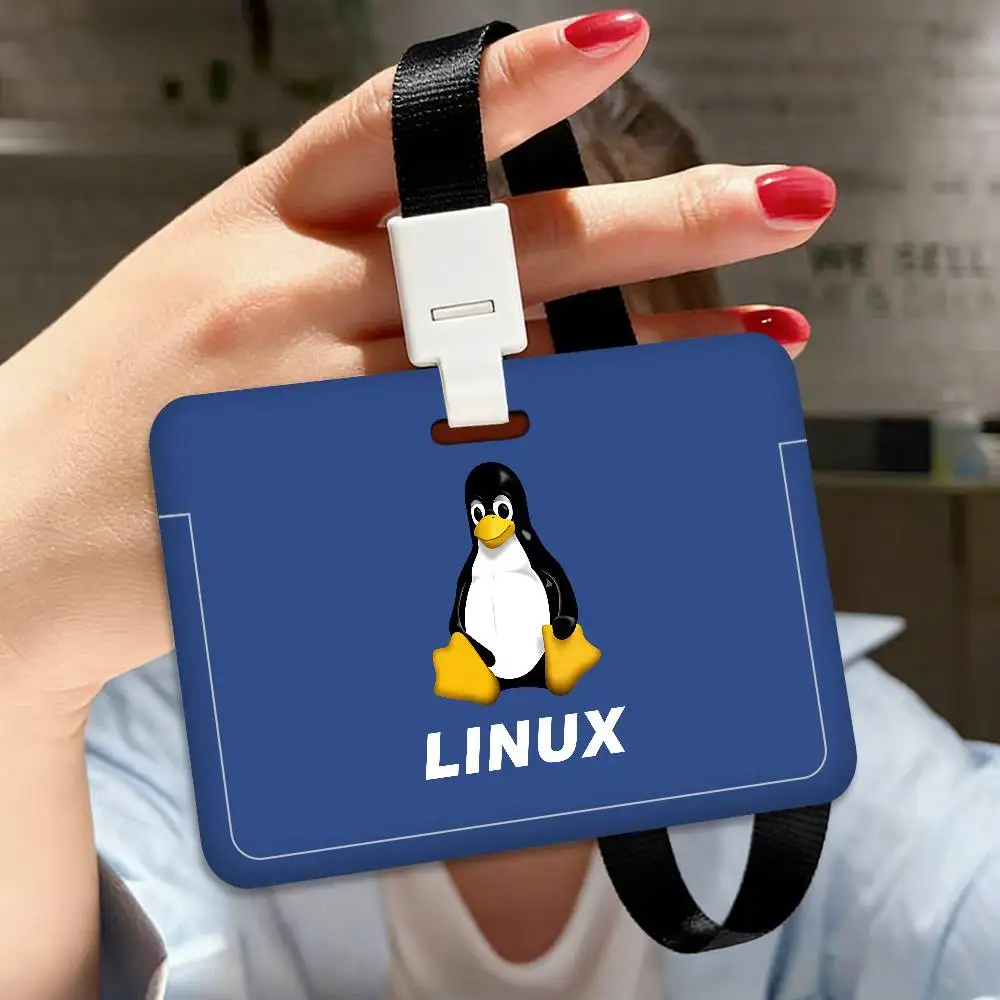 Linux Operating System Tux Penguin Unisex Work ID Card Holder Lanyard Badge Holders Business Exhibit School Strap Neck Hang - view 5