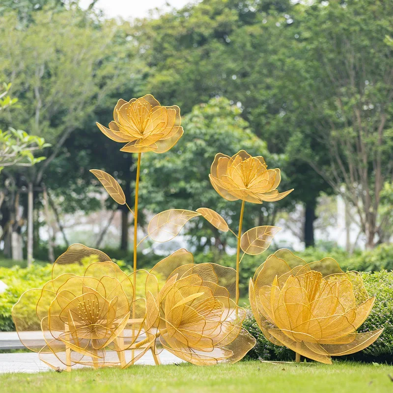 Stainless steel hollow butterfly dandelion flower metal sculpture garden lawn wrought iron animal landscape decoration ornament