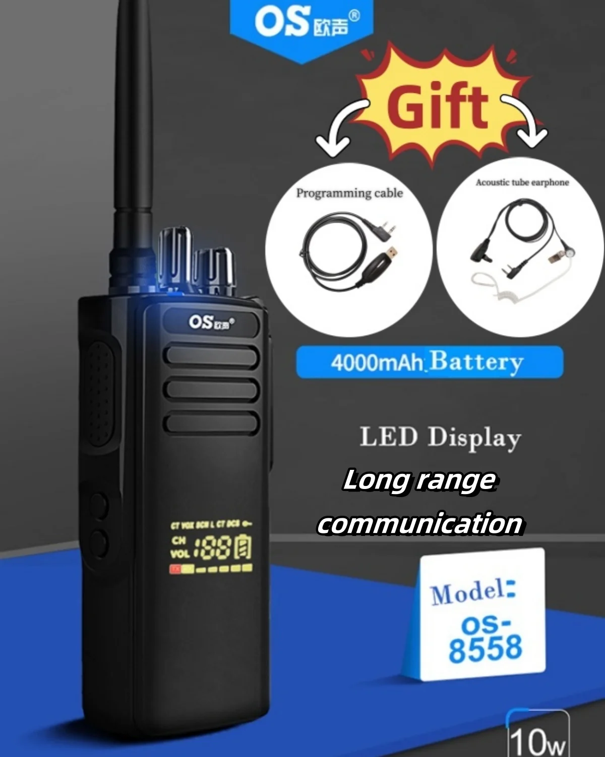 

Hot Selling OS-8558 LED Display VOX long range Walkie Talkie PMR UHF Portable Big Speaker communication Radio
