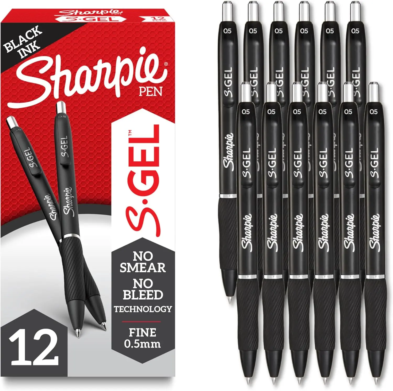 

Fine Point Gel Pens, 0.5mm Black Ink, 12 Pack - Smooth Writing for Journaling, Drawing, Note-Taking