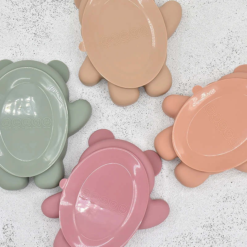 Children\'s Dishes Baby Silicone Sucker Bowl Baby Panda Face Dining Plate Toddle Training Tableware Kids Feeding Bowls