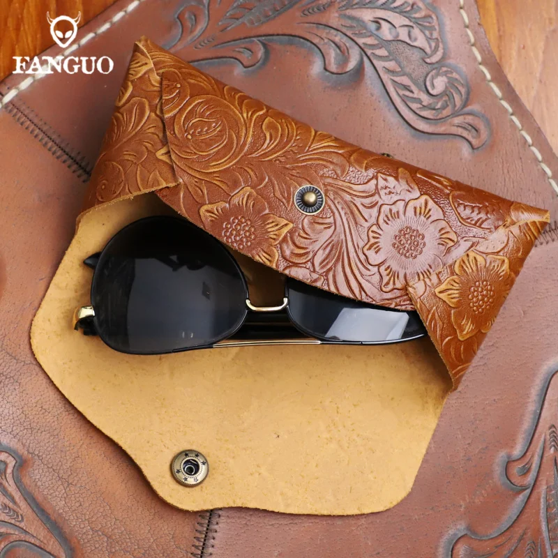 

1 шт. ретро-футляр для очков из мягкой кожи, портативный, унисекс, из воловьей кожи, для очков и солнцезащитных очков, защитный чехол-органайзер для очков