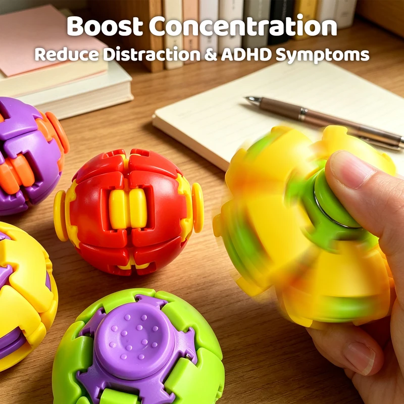 Press to Rotate Fidget Spinner Toy Handheld Stress Relief Sensory Fidget Toy Portable Pocket Spinning Top for Adults Desk Toy