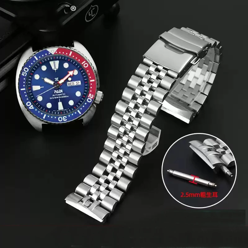 

Ремешок для часов из твердой нержавеющей стали 22 мм для Seiko Abalone Series Turtles Prospex SRPA21 SRP777 SRPC25 SRP773 SRP775 SRP779 Браслет