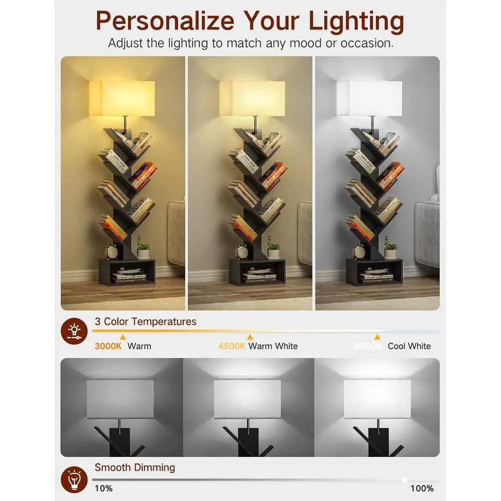 رف كتب على شكل شجرة مكون من 6 طبقات مع ضوء وجهاز تحكم عن بعد ومؤقت، رف كتب حديث طويل القامة على الأرض، خزانة كتب خشبية ضيقة، أورجاني كتب صغير #3