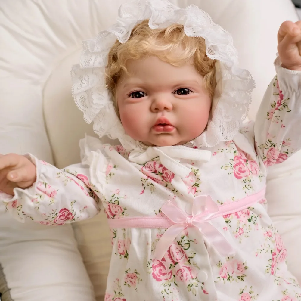 24inch Reborn Baby Doll Pickle Awake Soft Cloth Body Lifelike Reborn Toddler Baby Dolls with Blonde Hair Muñeca Bebe Reborn Girl