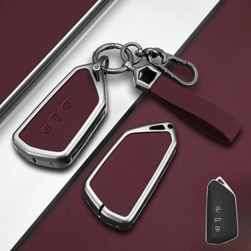 A + غطاء حافظة مفاتيح السيارة من الجلد من سبائك الزنك لمقعد VW ID.3 ID.4 Golf 8 Mk8 GTI GTD R #6