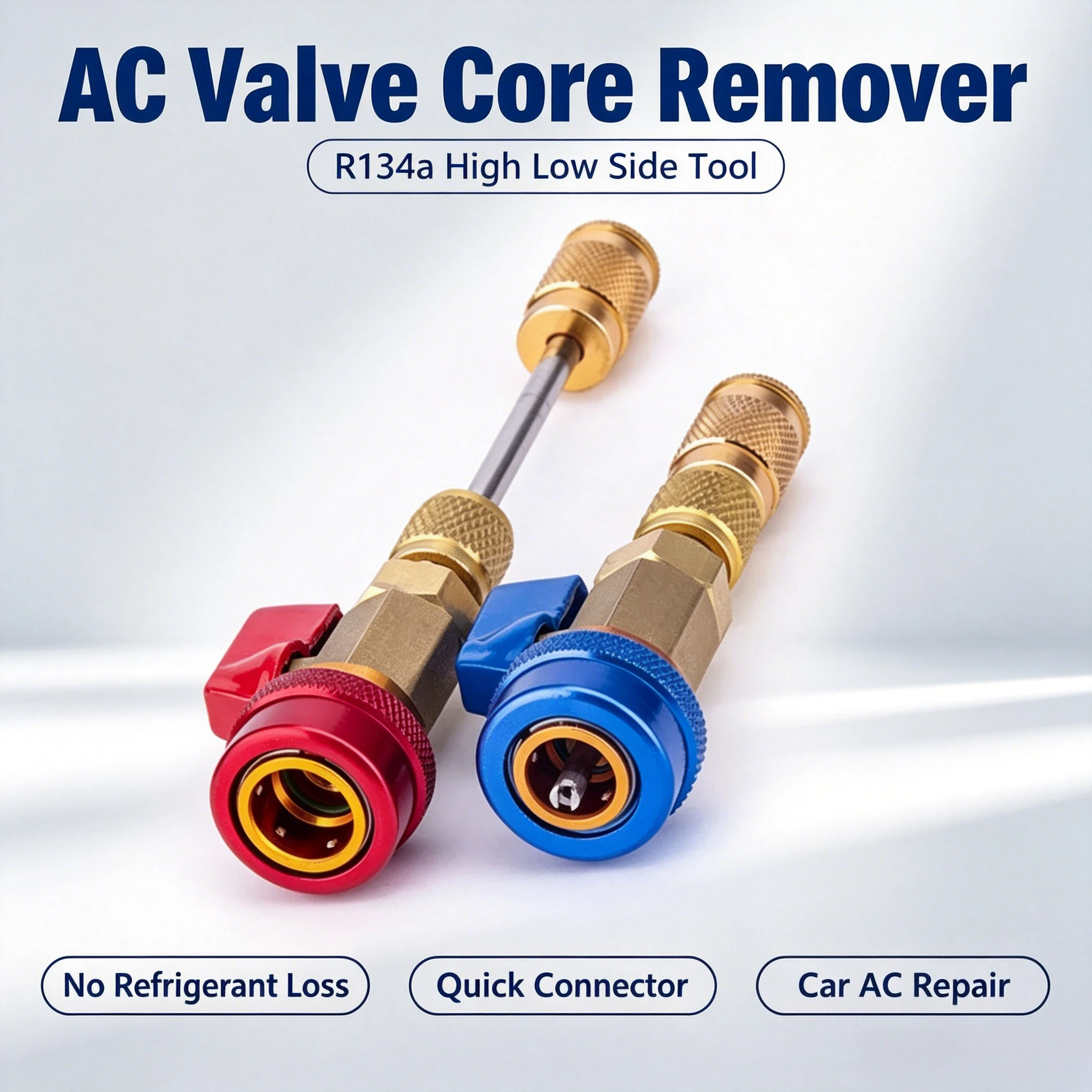 R134a Auto AC Valve Core Remover Installer High Low Side No Leak Refrigerant Loss Schrader Valve Repair Tool