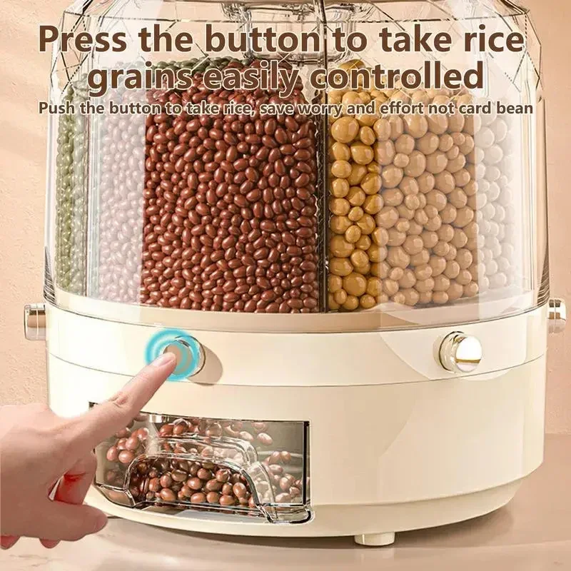 360 Degree Rotary Cereal Grain Dispenser Insect Moisture Prevention Kitchen Transparent Food Container Storage Box Sealed Jar