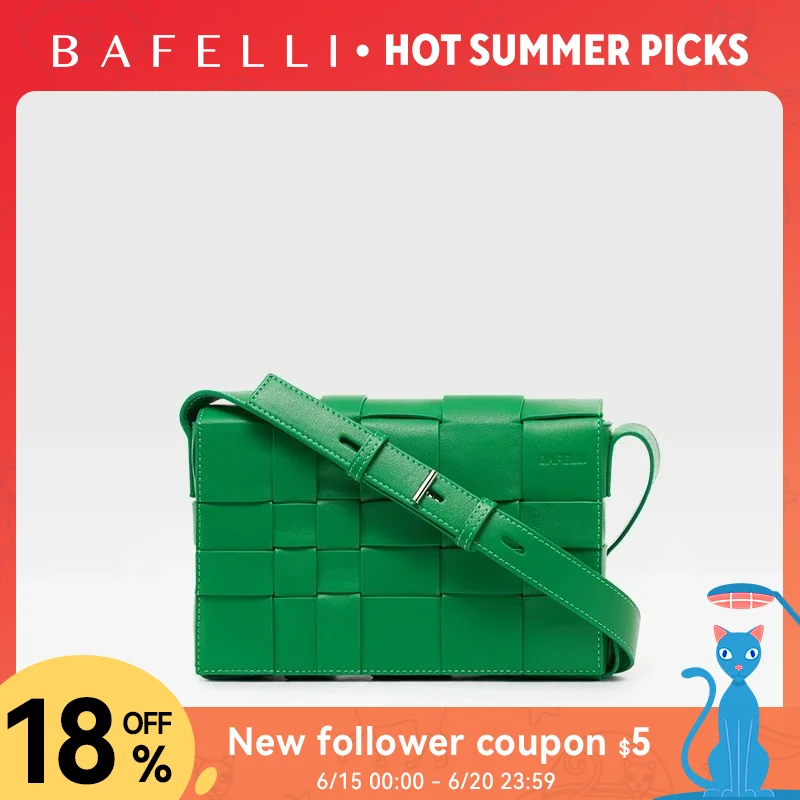 BAFELLI HANDBAG 2025 NEW WOVEN FASHION GENUINE LEATHER BOX BAG SHOULDER CROSSBODY PURSE WOMEN\'S FEMALE LUXURY BRAND CLASSICAL