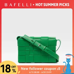 BAFELLI HANDBAG 2025 NEW WOVEN FASHION GENUINE LEATHER BOX BAG SHOULDER CROSSBODY PURSE WOMEN'S FEMALE LUXURY BRAND CLASSICAL