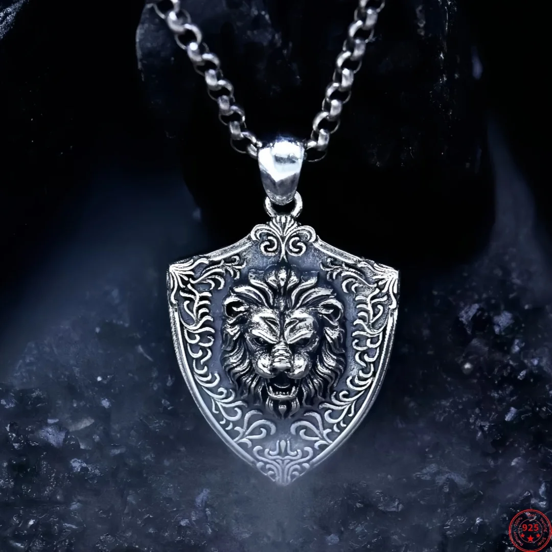 bocai-new-s925-sterling-silver-charms-pendant-for-men-antique-eternal-rattan-relief-lion-heads-charm-fine-choice-jewelry