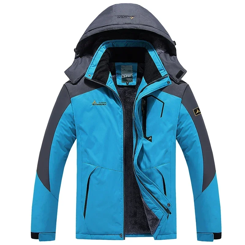 Autumn Winter Outdoor Sports Plus Plush Thick Stand Up Collar Jacket Fashionable Comfortable Windproof Waterproof Breathable Top