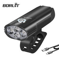 BORUiT LED Bicycle Light with Power Display Type-C Rechargeable IP67 Waterproof Bike Headlamp Memory Function for Outdoor Riding