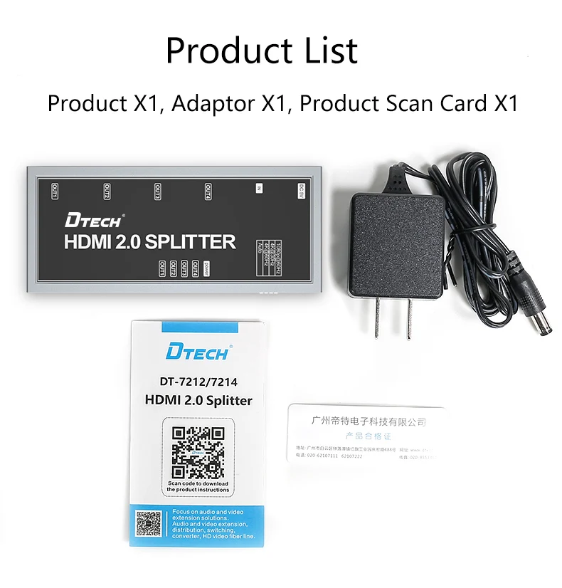 DTECH HDMI Splitter 1x4 4 Port HDMI 2.0 4K60Hz 18Gbps HDR CEC für PS4 Laptop