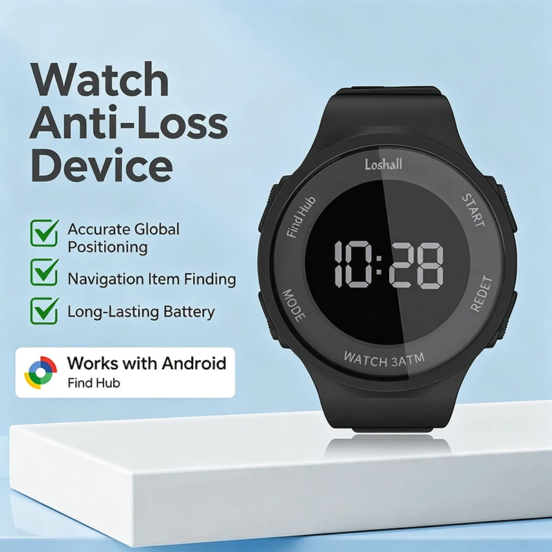 Find Hub Anti-Loss Watch Bluetooth Global Item Locator Waterproof Digital Watch Extremely Long Battery Life for Android