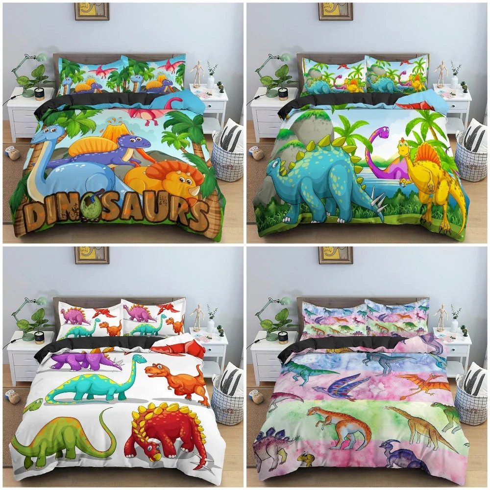 

Cartoon Dinosaur Pattern Duvet Cover Luxury Bedding Set 3D Animal Quilt Cover With Pillowcase Kid's Bedroom Bedclothes 2/3Pcs